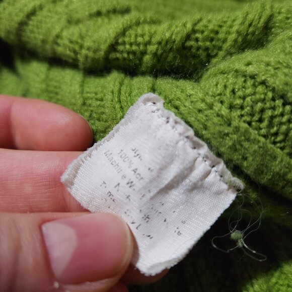 Vintage Y2K comfy bright apple green knit sweater ✦ High neck quarter zip-up top - Picture 11 of 15